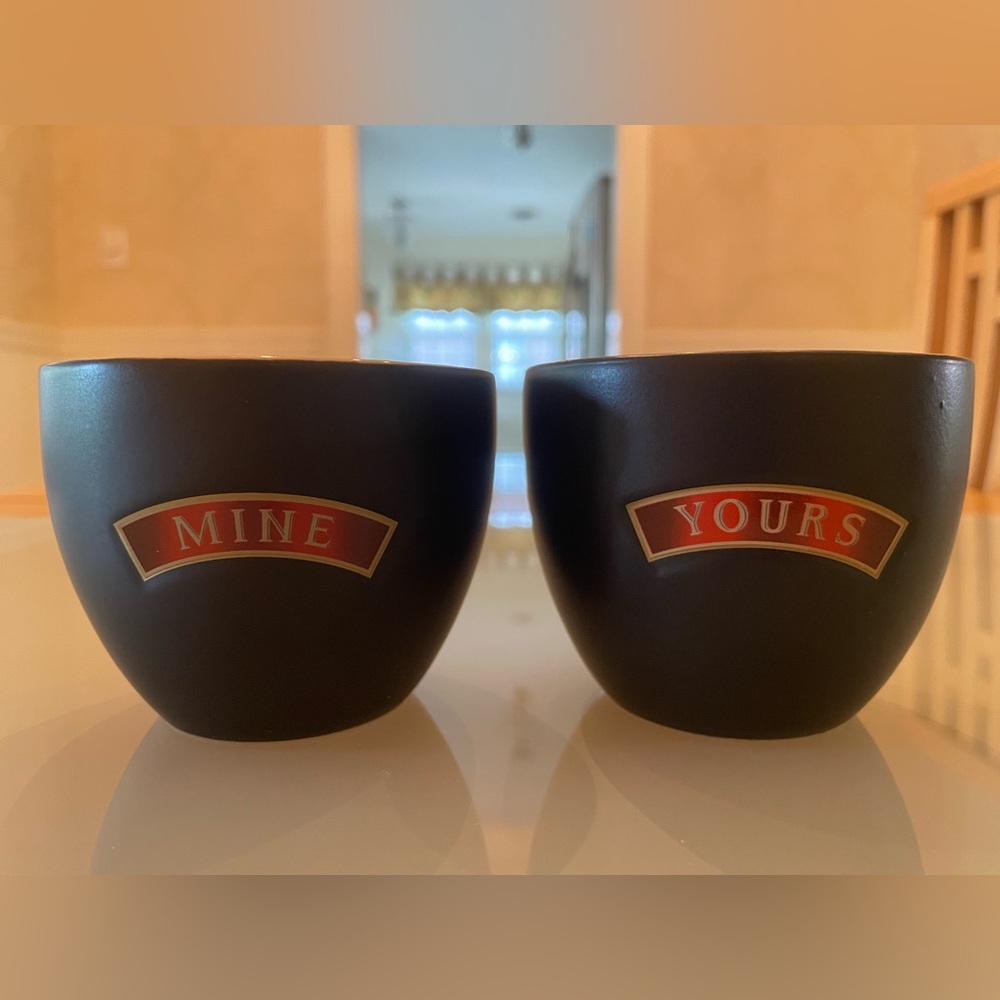 Black 'Mine & Yours' Bailey’s Irish Cream Ceramic Mugs